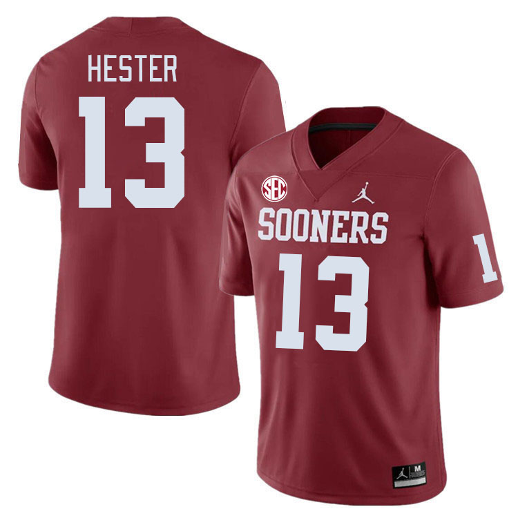 #13 J.J. Hester Oklahoma Sooners 2024 SEC Conference College Football Jerseys-Crimson